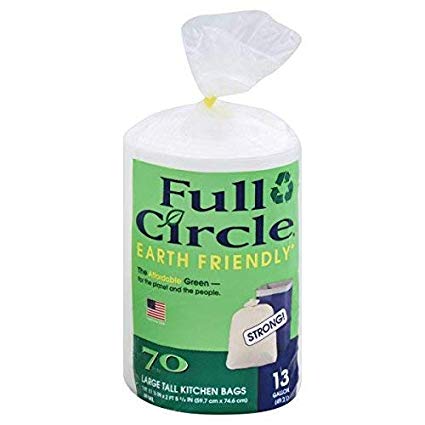 Full Circle - Recycling Tall Kitchen Trash Bags, 13 Gallon (70 Count) - Made in USA
