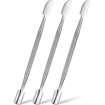 3 Pieces Cuticle Pusher Cutter Nail Polish Remover Tool Stainless Steel Cuticle Peeler Scraper Double-end Cuticle Remover Cuticle Pusher and Spoon Nail Cleaner for Fingernails Toenails (Silver)