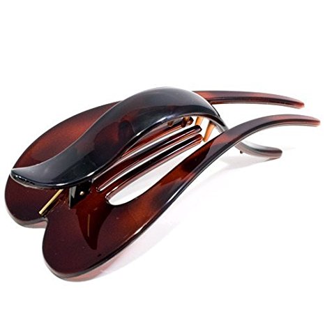 Parcelona French Pelican Tortoise Shell Celluloid Salon Hinge Hair Clip Slidein Secure Grip Clamp