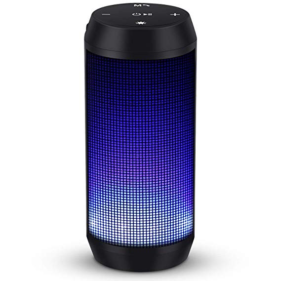 MUBYTREE Bluetooth Speakers Portable Wireless LED with Lights 8H Playtime Build-in Mic for Outdoor, Home & Travel