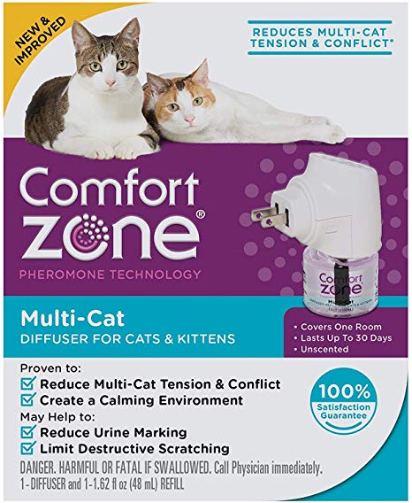 Comfort Zone Pheromone Multicat Calming Diffuser 1 Count - (1 Diffuser & 1 Refill) - Pack of 2