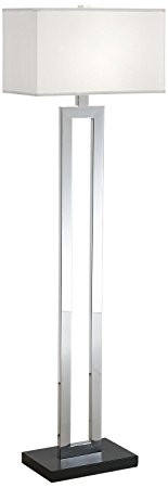Artiva USA Geometric, Contemporary Design, 60-Inch Chrome & Black Contrast Floor Lamp with Rectangular Hardback Shade
