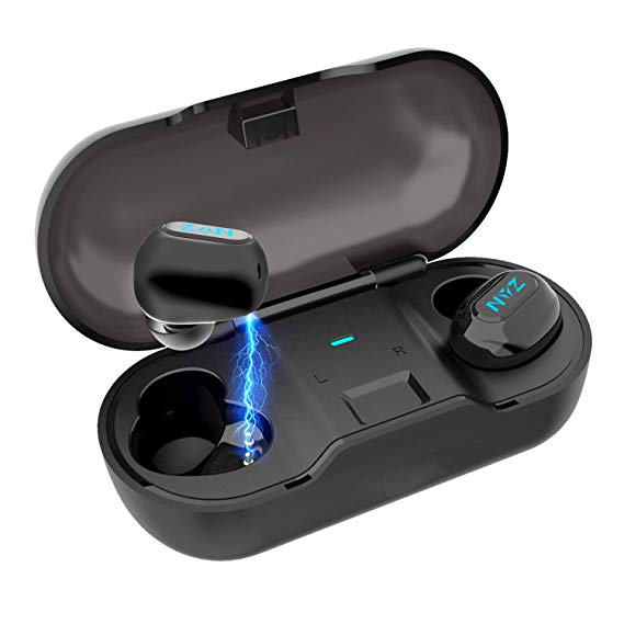 Wireless Earbuds, NYZ True Wireless Bluetooth 5.0 Earbuds Headphones in-Ear HiFi Stereo Sound Wireless Earphones with Sweatproof Volume Control Charging Case for iPhone & Android
