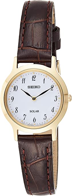 Seiko Women's Analogue Solar Powered Watch with Leather Strap SUP370P1