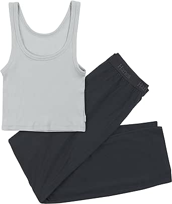 Hanes Women's Originals SuperSoft Comfywear Crop Tank & Pants Set