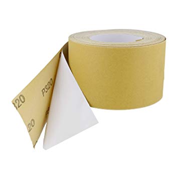 ABN Adhesive Sticky Back 320-Grit Sandpaper Roll 2-3/4” Inch x 20 Yards Aluminum Oxide Golden Yellow Longboard Dura PSA
