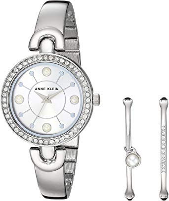 Anne Klein Women's Swarovski Crystal Accented Watch and Bangle Set, AK/3288