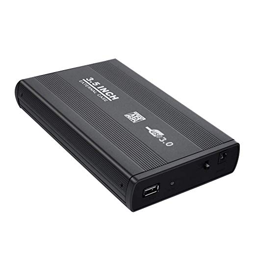 3.5 inch HDD External Case USB 3.0/USB 2.0 to SATA External 3.5 Hard Drive Enclosure Disk for 3.5 SATA HDD External Storage Box with Aluminum Case (USB3.0-Black)