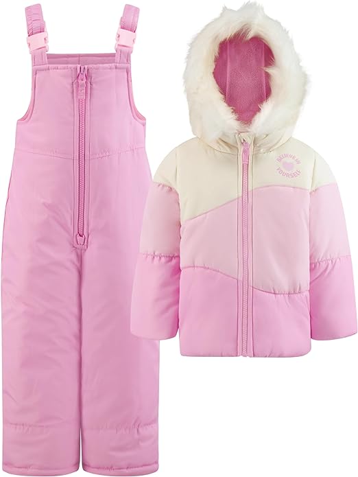 LONDON FOG girls Snowsuit With Snowbib and Puffer Jacket