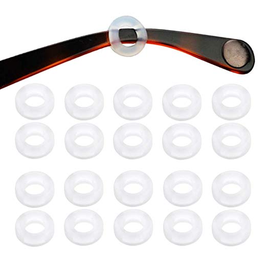 TEEMADE Silicone Eyeglasses Temple Tips Sleeve Retainer,Anti-Slip Round Comfort Glasses Retainers Hooks for Spectacle Sunglasses Reading Glasses Eyewear (Clear)