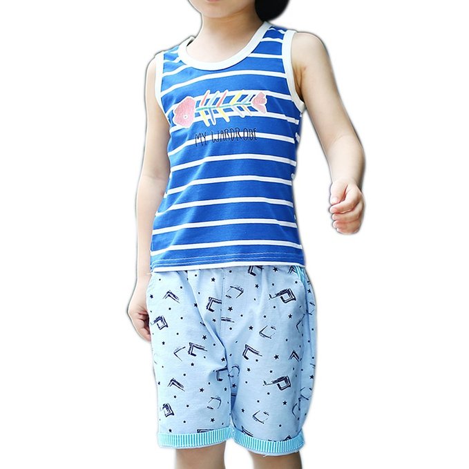 PIPIHUA Kids Cool Summer Clothing Boys Sleeveless Striped Tank and Shorts Set