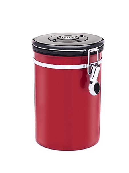 Friis Stainless Steel Coffee Vault, 16-Ounce, Red