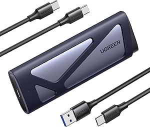 UGREEN Boîtier SSD M.2 NVMe SATA 10 Gbps USB 3.2 Gen 2 Adaptateur Disque Dur Externe pour NVME NGFF M MB Key 2230 2242 2260 2280, 2 Câbles USB A vers USB C et USB C vers USB C Inclus Supporte UASP