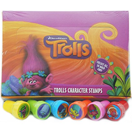 24 Trolls Dreamworks Authentic Licensed Stampers Party Favors in a Box.