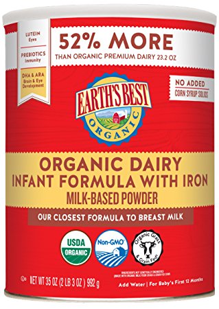 Earth's Best Organic Premium Dairy Infant Formula with Iron, 35 Ounce