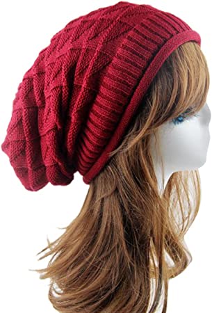 Aivtalk Unisex Winter Wrinkle Knitted Crochet Baggy Hat Beanie Cap Beret