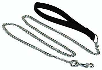 Hamilton L1648 4' Extra Fine Chain Dog Lead with Nylon Black Handle