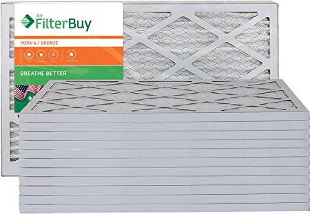 AFB Bronze MERV 6 16x25x1 Pleated AC Furnace Air Filter. Pack of 12 Filters. 100% produced in the USA.