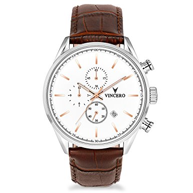 Vincero Men's Chrono S Watch - Silver/Gold with Leather Band