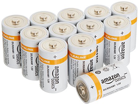 AmazonBasics D Cell Everyday Alkaline Batteries (12-Pack)