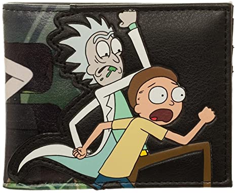 bioWorld Adult Swim Rick and Morty PU Faux Leather Bifold Wallet,Black,One Size