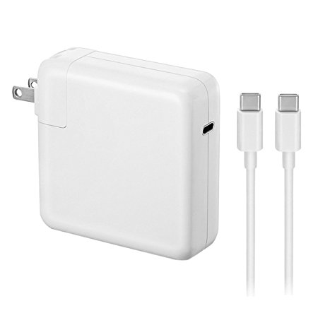 iProPower 87W USB-C Power Adapter Charger with USB-C to USB-C Charge Cable 6.56 ft (2 m) for New Apple Macbook Pro 15 inch