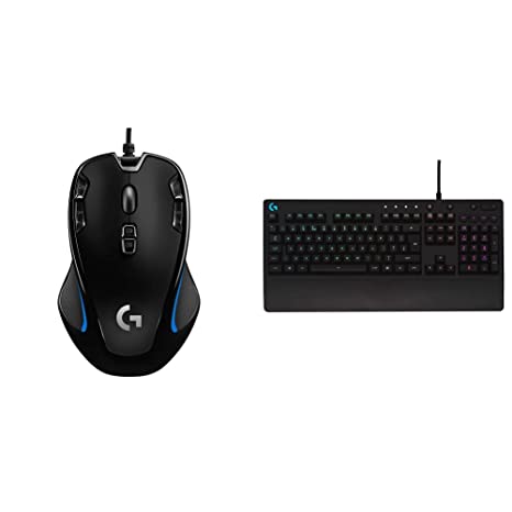 Logitech G300s Wired Gaming Mouse, Compatible with PC/Mac - Black & 213 Prodigy Gaming Keyboard, LIGHTSYNC RGB Backlit Keys, Spill-Resistant, Customizable Keys- Black