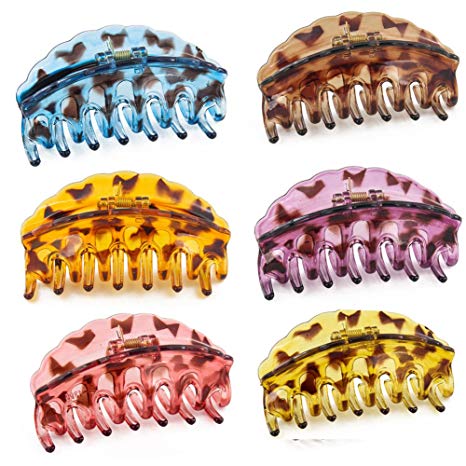 Yeshan Large Size 3.5" Plastic Resin Jaw Hair Clip Banana Claw Hair Clips for Women,Pack of 6