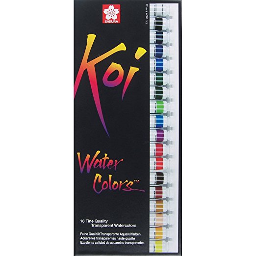 Sakura 15262 18-Piece Koi Assorted Water Color Tube Set