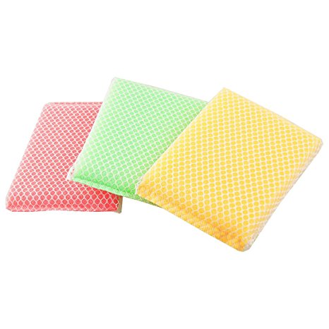 Kitchen Dish Bowl Green Pink Scouring Sponge Cleaning Pads 3 Pcs