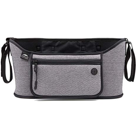 Nordic By Nature Detachable Stroller Organizer with Insulated Cup Holders | Universal Fit with Adjustable Holders | Doubles As Backseat Organizer | The Stroller Caddy Bag Every Mom Needs | Grey