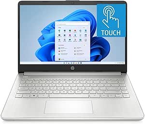 HP Newest 14" HD Touchscreen Laptop, Windows 11, Intel Celeron Dual-Core Processor Up to 2.60GHz, 4GB RAM, 64GB SSD, Webcam, Dale Sliver (Renewed)