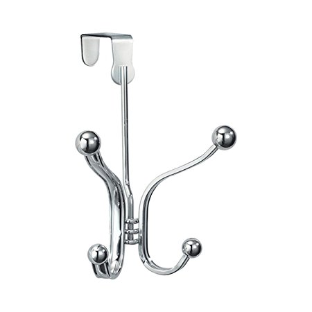 InterDesign York Lyra Over the Door Organizer Hooks for Coats, Hats, Robes, Towels - 4 Hook, Chrome