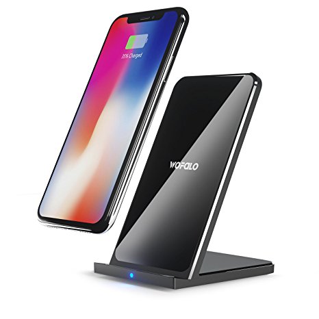 Fast Wireless Charger,Wofalo Portable 10W Qi Charging Stand for Samsung Galaxy S8/S8 Plus/S7/S7 edge/S7 edge Plus/Note 8,5W for iPhone 8/8 Plus/iPhone X and other Qi-enabled Devices-Black