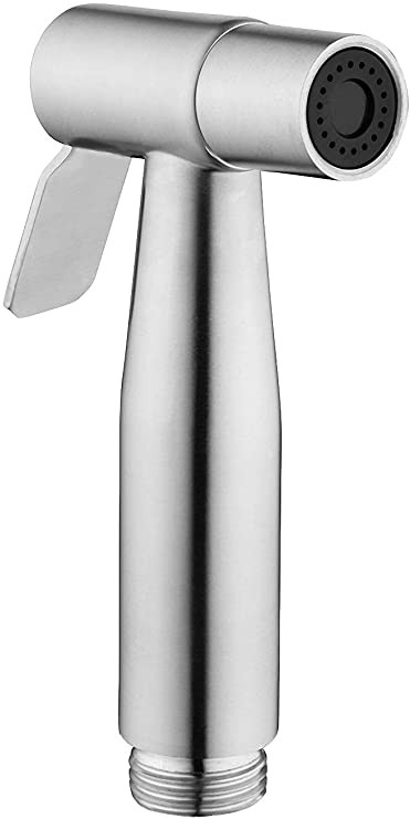 AVAbay Stainless Steel Sprayer Head-Bidet Spray w/Brushed Chrome Finish - Cloth Diaper Shattaf - Pet Wash (Sprayer Head - Straight Model)