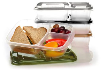 EasyLunchboxes 3-Compartment Bento Lunch Box Containers, Set of 4, Urban