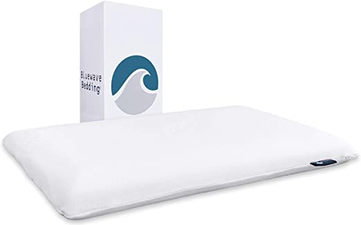 Bluewave Bedding Super Slim Gel Memory Foam Pillow for Stomach and Back Sleepers - Thin and Flat Therapeutic Design for Spinal Alignment, Better Breathing and Enhanced Sleeping (King)
