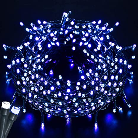 Battery Operated Christmas String Lights-132ft 300 LED 8 Modes Outdoor/Indoor Waterproof Fairy Lights, Decorative Light Strings for Wedding Birthday Party Bedroom Proof Garden Tree, Holiday,Blue White