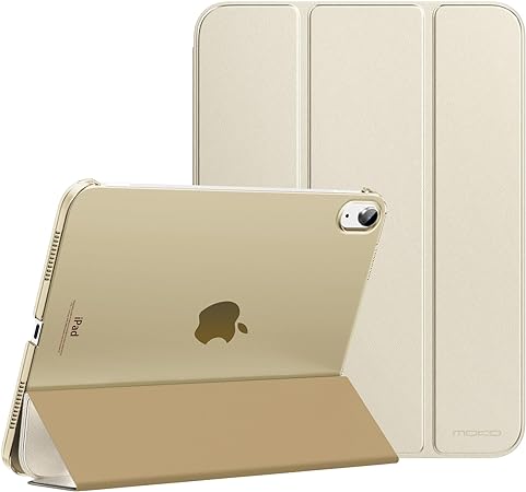 MoKo for iPad 10th Generation Case 2022, Slim Stand Hard PC Translucent Back Shell Smart Cover Case for iPad 10th Gen 10.9 inch 2022, Support Touch ID, Auto Wake/Sleep, Champagne Gold