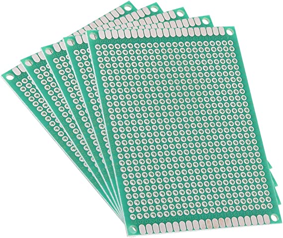 sourcingmap 6x8cm Single Sided Universal Printed Circuit Board for DIY Soldering Green Thickness 1.6mm 5pcs