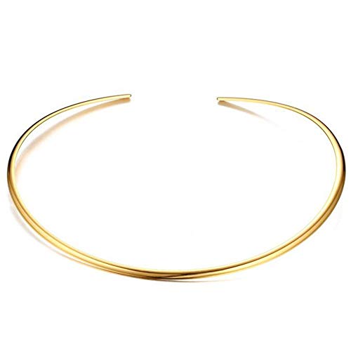 JAJAFOOK Minimalist Round Gold Bar Necklace Simple Fashion High Neck Choker Female King Neckwire