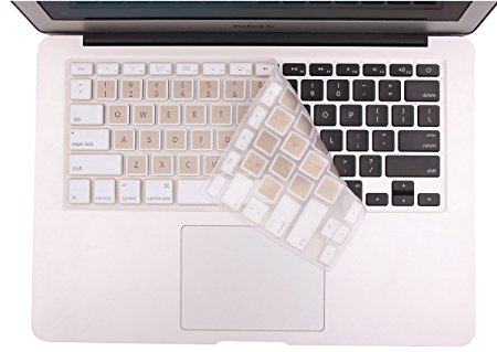 CaseBuy Hollow Gold with White Border Keyboard Protector Skin Cover for MacBook Pro 13" 15" 17"(with or w/out Retina Display, 2015 or Older Version) and MacBook Air 13 Inch US Version