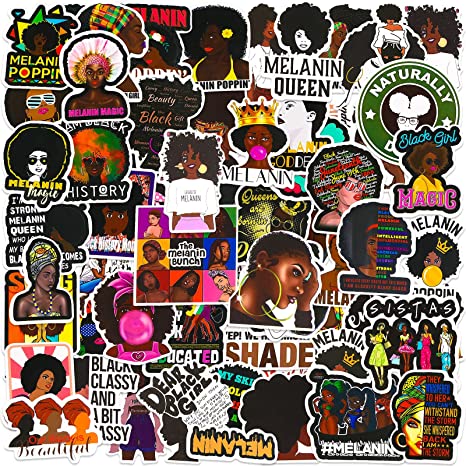 100 Styles Melanin Poppin Stickers, Black Pop Singer Decal Vinyl Waterproof Sticker Black Girl Stickers Waterproof and Durable Computer Skateboard Guitar Water Bottle Bike Black Girl Decal