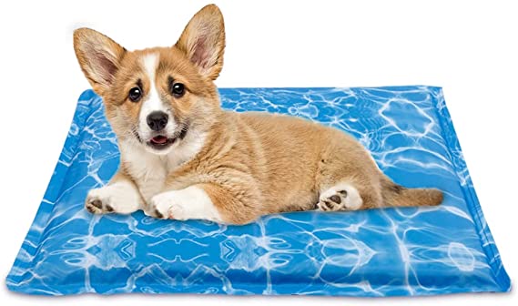 Water Injection Dog Cooling Mat-Durable Pet Cooling Pad, Blue Ocean Design Dog Cooling Bed Mats for Large Dogs & Cats