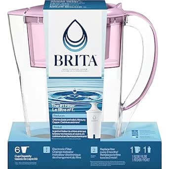 Brita Small 6 Cup Space Saver Water Filter Pitcher with 1 Standard Filter, Space Saver, Purple (Purple)