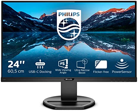 Philips 243B9-24 Inch FHD Monitor,75Hz, 4ms, IPS, USB-C Dock, Height Adjust, Speakers, FlickerFree (1920 x 1080, 250 cd/m², HDMI/VGA/DP/USB-C/USB3.2)