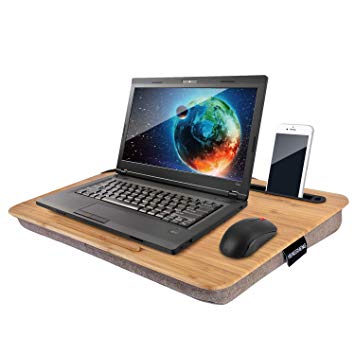 Home Office Lap Desk-HENGSHENG Portable Bamboo Laptop Lap Desk Accessories (Fits up to 17.3” Laptop)