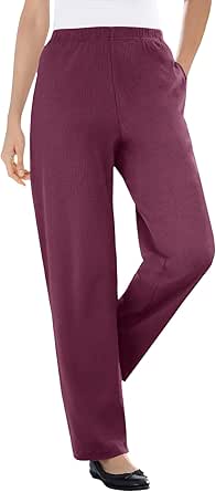 Woman Within Women's Plus Size 7-Day Knit Ribbed Straight Leg Pant