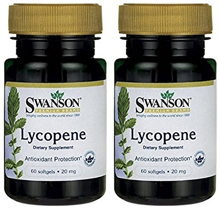 Swanson Premium Brand Lycopene 20mg -- 2 Bottles each of 60 Softgels