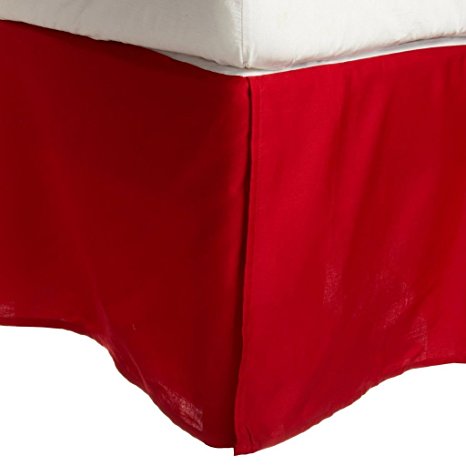 100% Premium Long-Staple Combed Cotton 300 Thread Count  Pleated Queen Bed Skirt Solid, Red